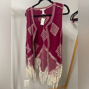 Cato Maroon Vest with White Stitching